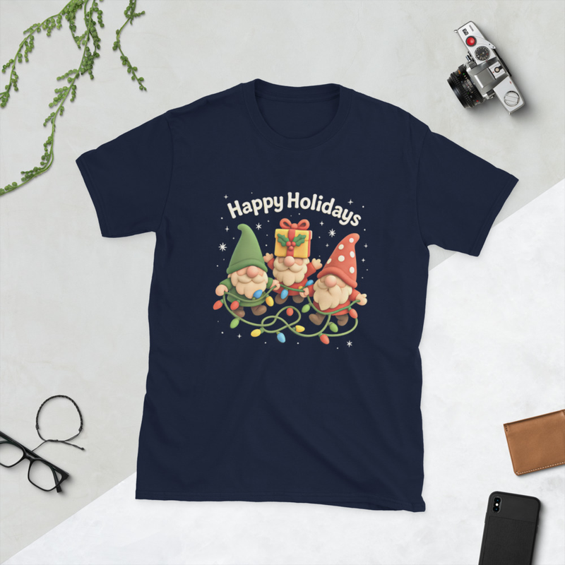 Happy Holidays Gnomies Short-Sleeve Unisex T-Shirt