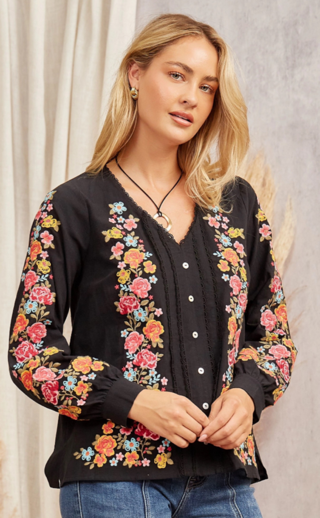 Colorful Embroidered Blouse