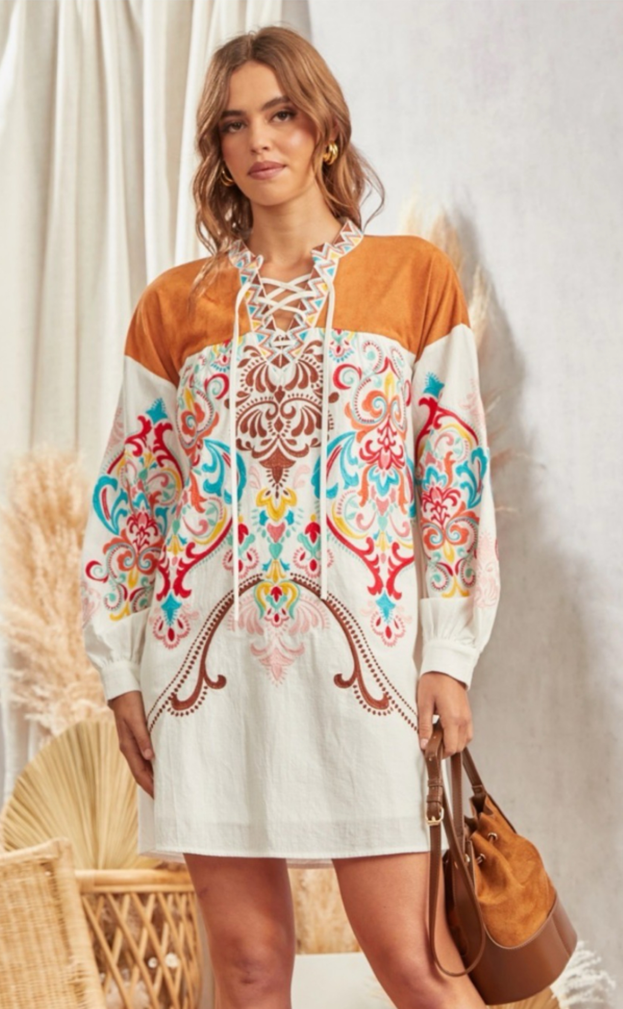Embroidered Mini Dress