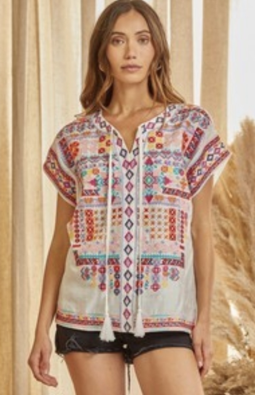 Mexi-Inspired Embroidered Blouse