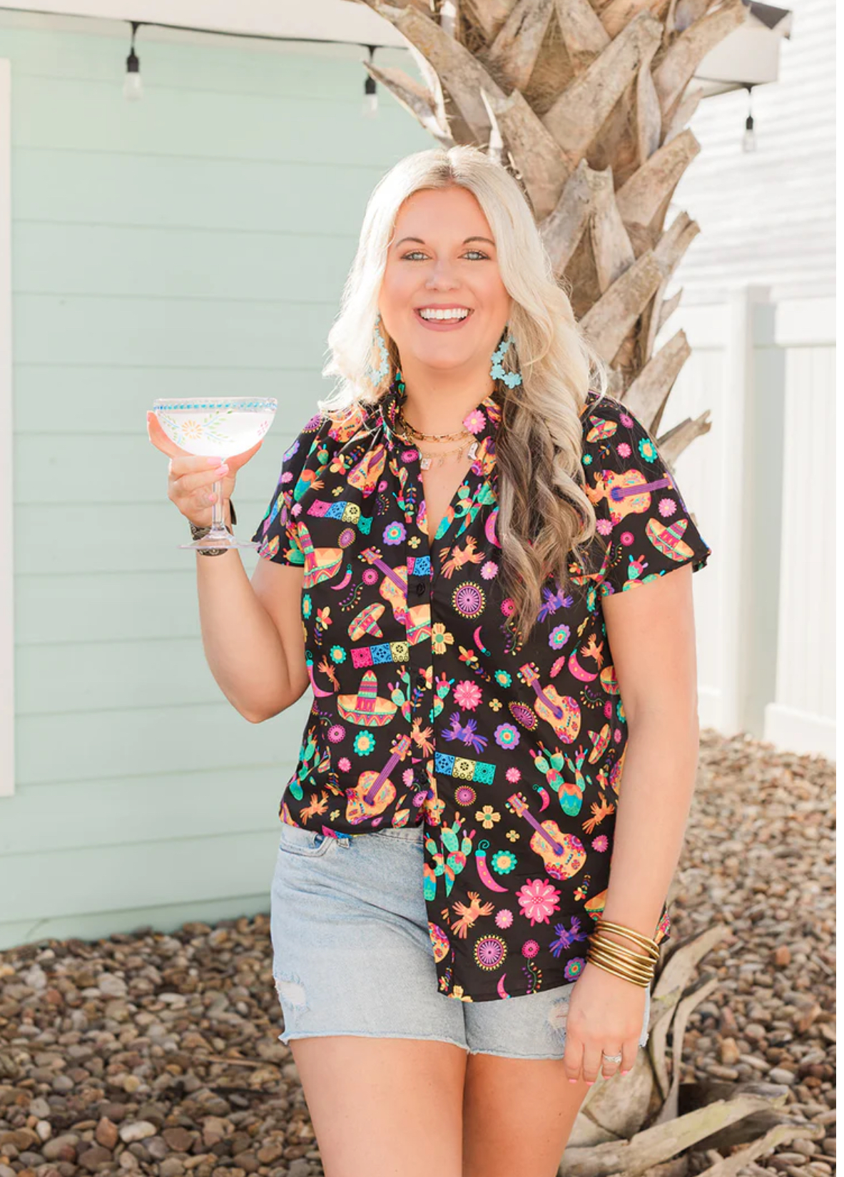 Colorful Fiesta Print Blouse