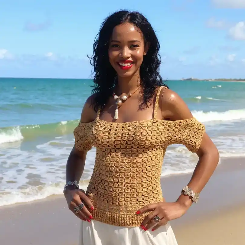 Haut en crochet fait main Caramelo T 36/38