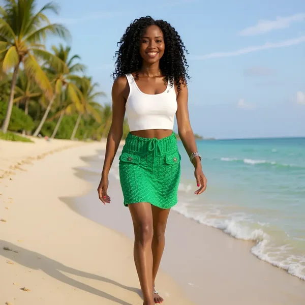 Jupe au crochet fait main Romanesca verte fait main pour l'été T 36/38