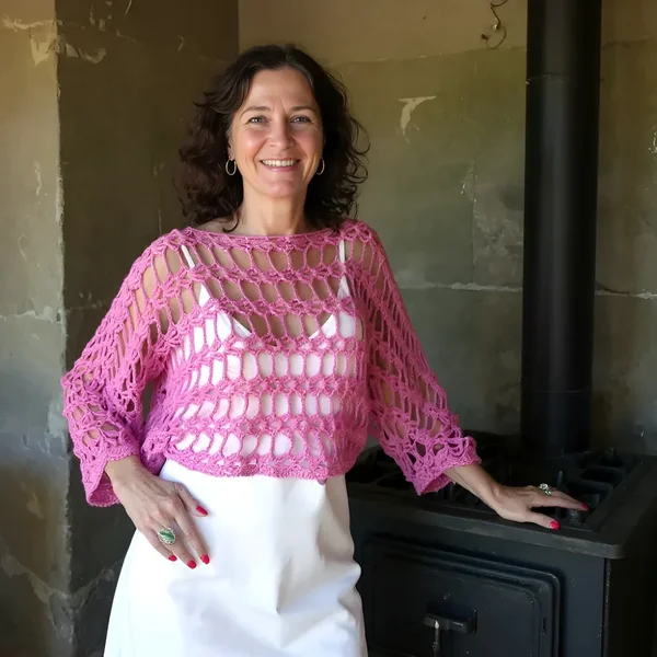 Chauffe-épaules au crochet Cétoudou en mailles aérées - Taille unique