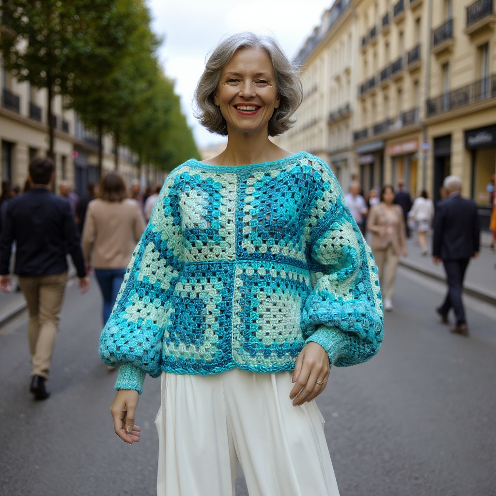 Pull Carré bleu