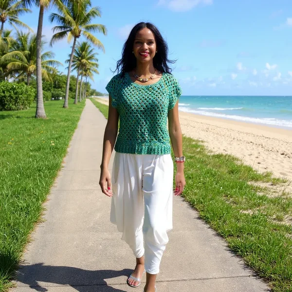 Haut en crochet fait main Pistachiola  vert frais et tendance T 38/40