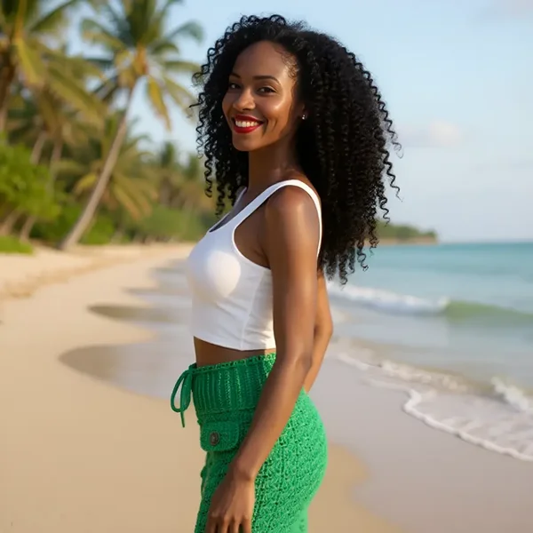 Jupe au crochet fait main Romanesca verte fait main pour l'été T 36/38