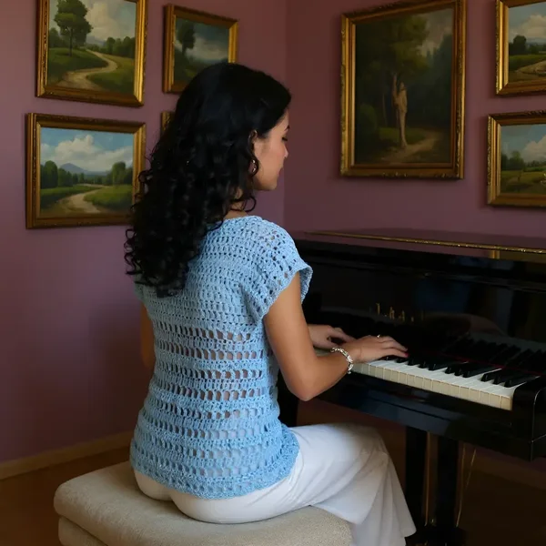 Tunique au crochet fait main Azzuro pour l'été 40/42