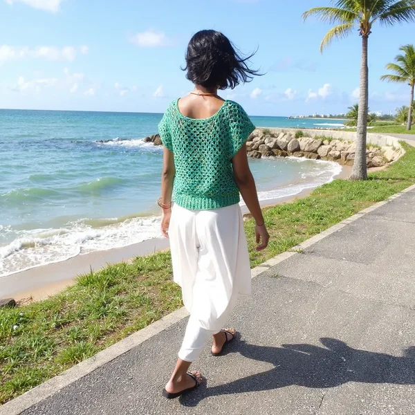 Haut en crochet fait main Pistachiola  vert frais et tendance T 38/40