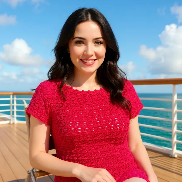 Haut en crochet fait main Papavero dans un fil rouge T 36/38