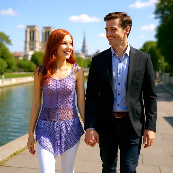 Tunique au crochet fait main Figueira - Idéale pour la plage T 38/42