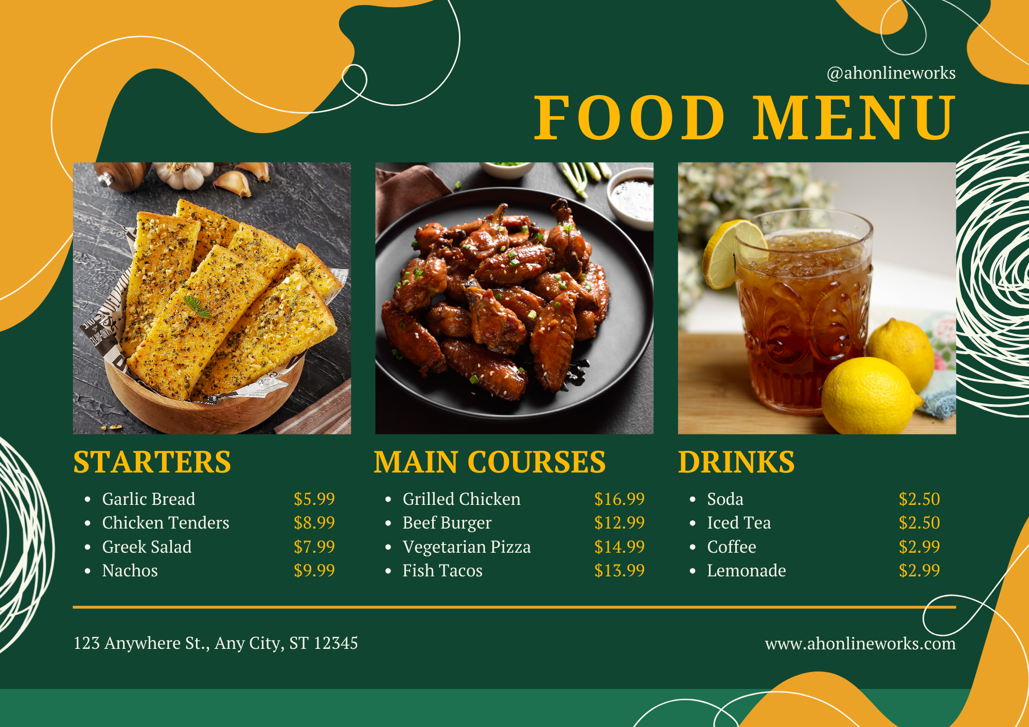 Single Page Menu Design