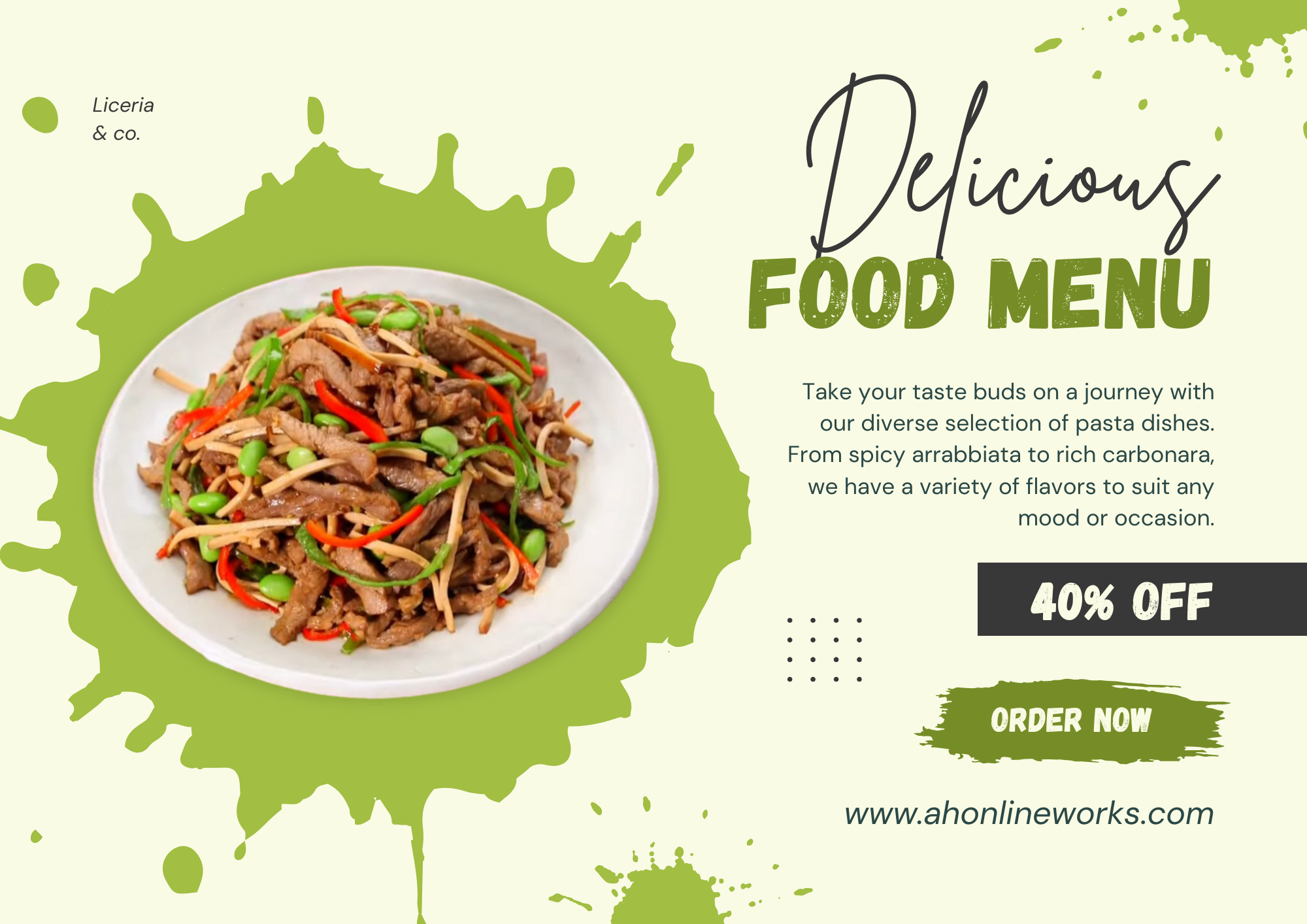 Single Page Menu Design