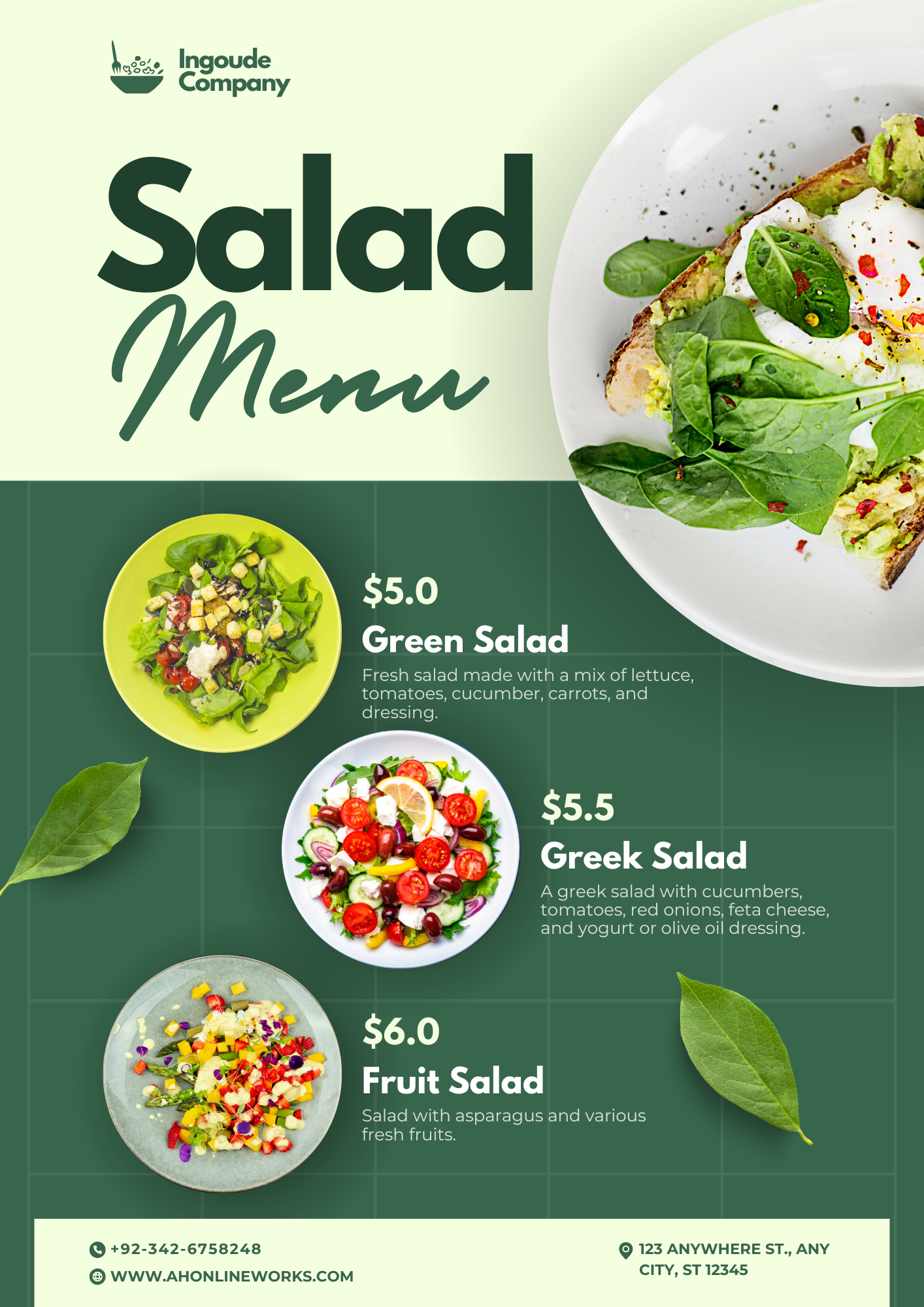 Single Page Menu Design