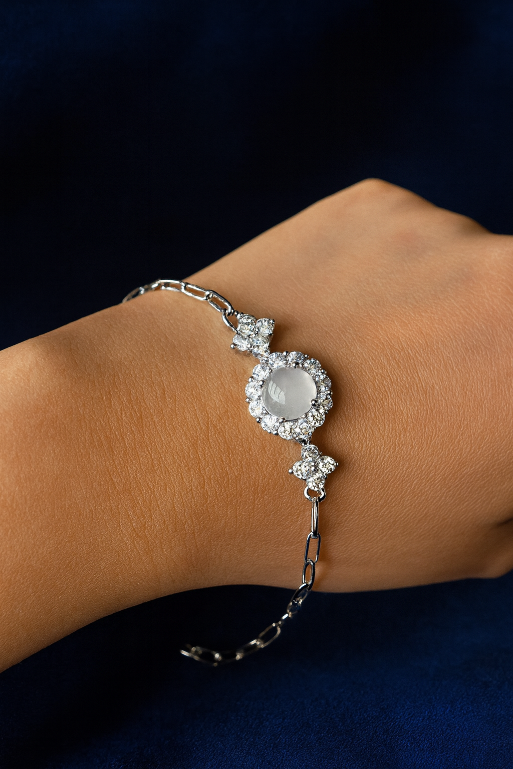 Moonlit Elegance White Jade Bracelet 🌙✨