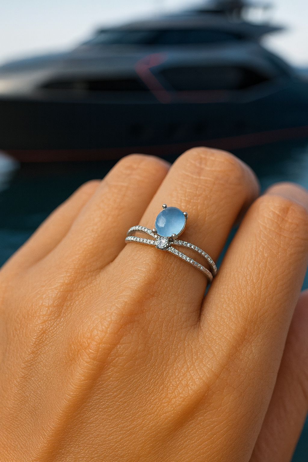 Celestial Calm Ring — Aquamarine in Sterling Silver 🌊✨