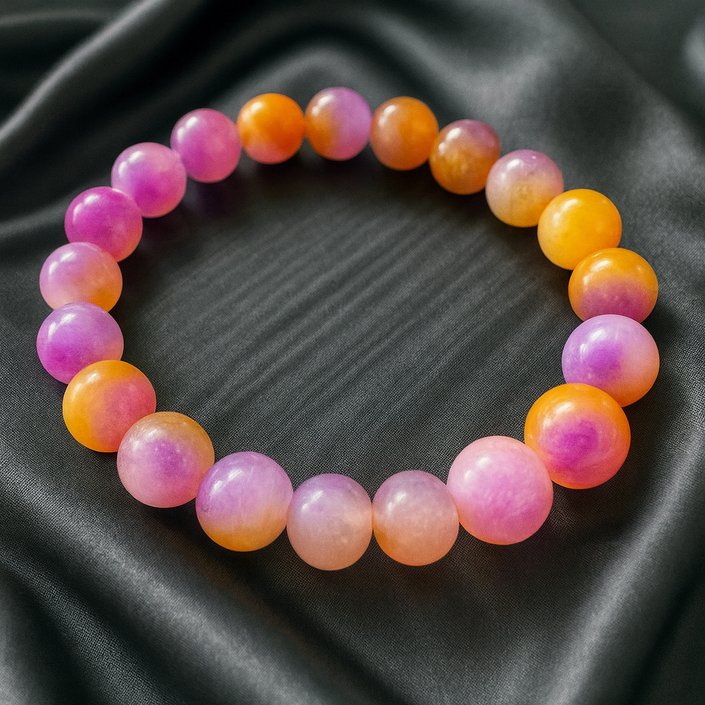Sunset Glow Yellow-Purple Agate Bracelet 🌅💜💛