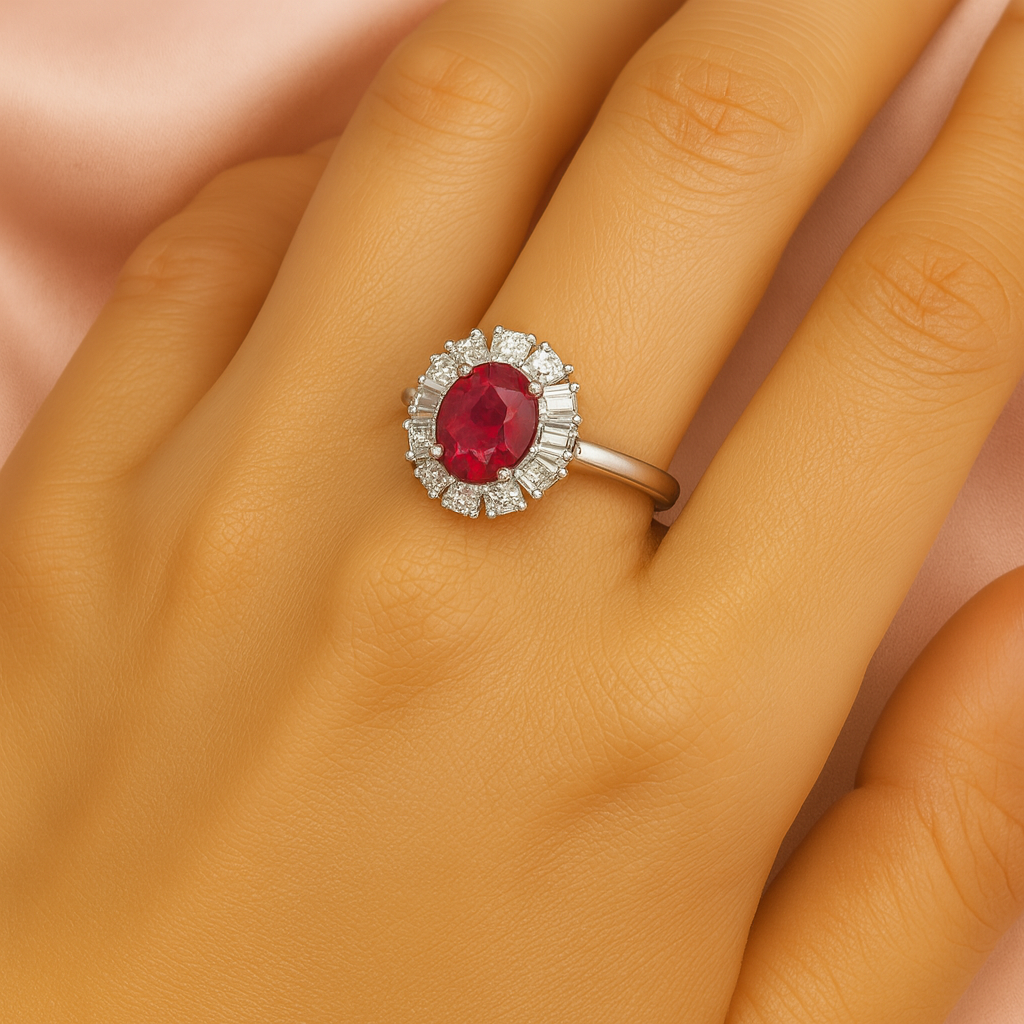 Radiant Heart Ring — Silver Ruby