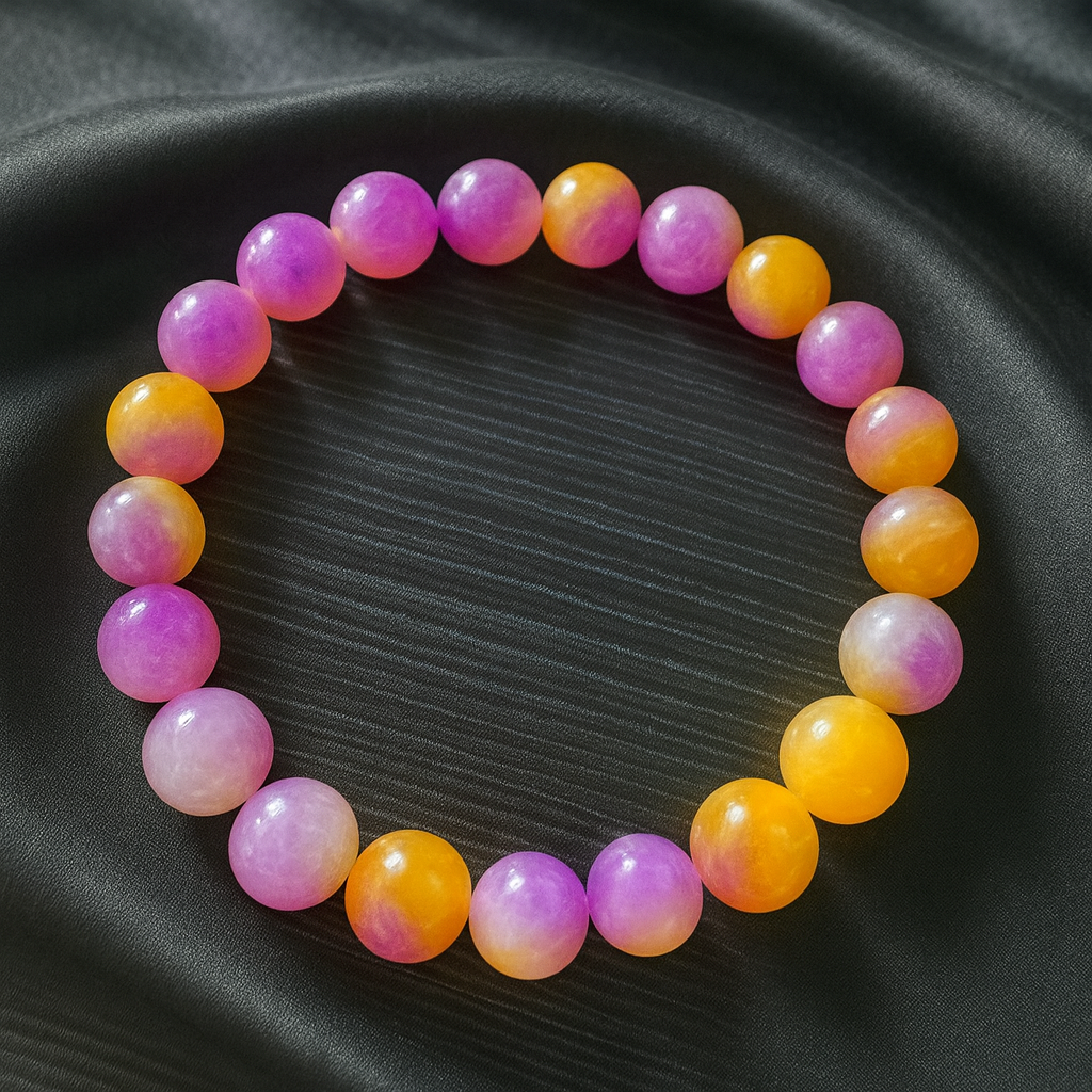 Sunset Glow Yellow-Purple Agate Bracelet 🌅💜💛