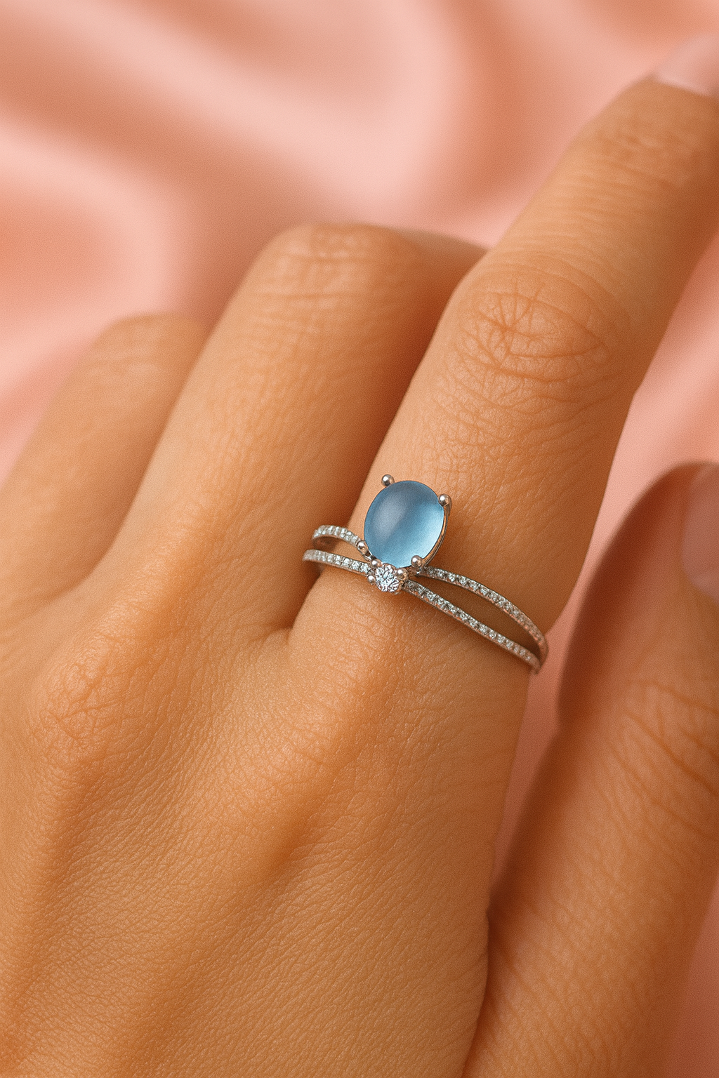 Celestial Calm Ring — Aquamarine in Sterling Silver 🌊✨