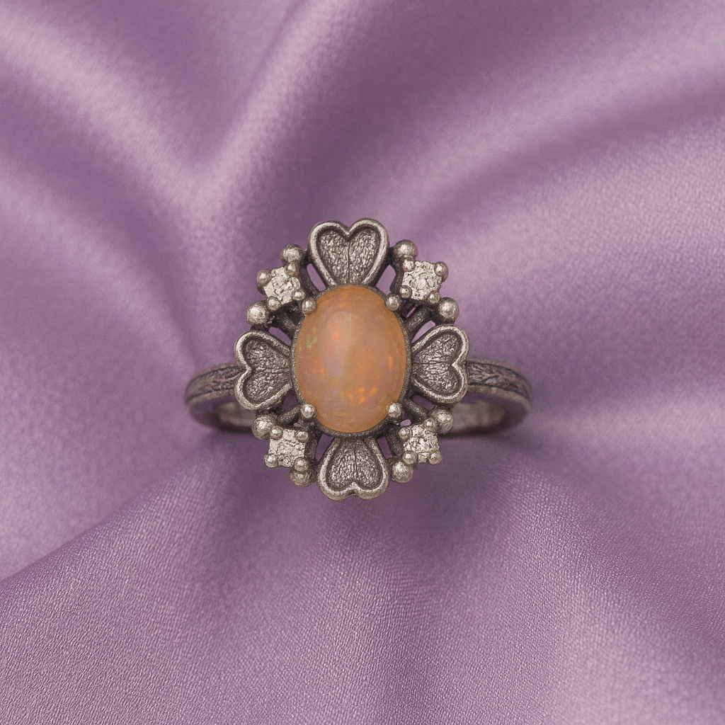 Ethereal Bloom Ring — Opal & Sterling Silver 🌸✨