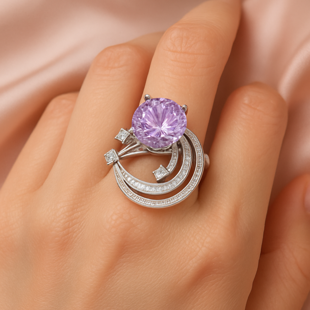 Celestial Radiance Ring — Amethyst & Starlit Silver ✨💜🌙