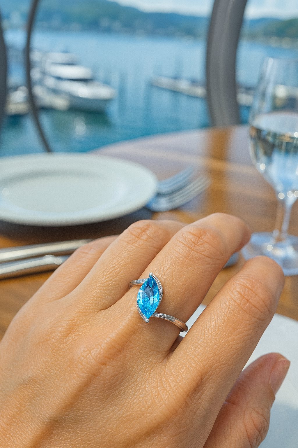 Azure Whisper Ring — Silver Blue Topaz
