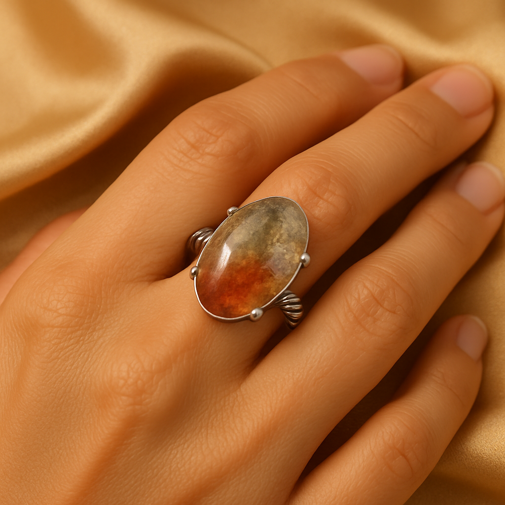 Earth’s Embrace Ring — Garden Quartz in Sterling Silver 🌍❤️💫