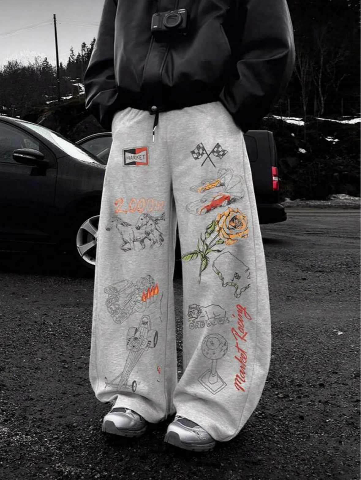 Graphic Printed Grey Sweatpants