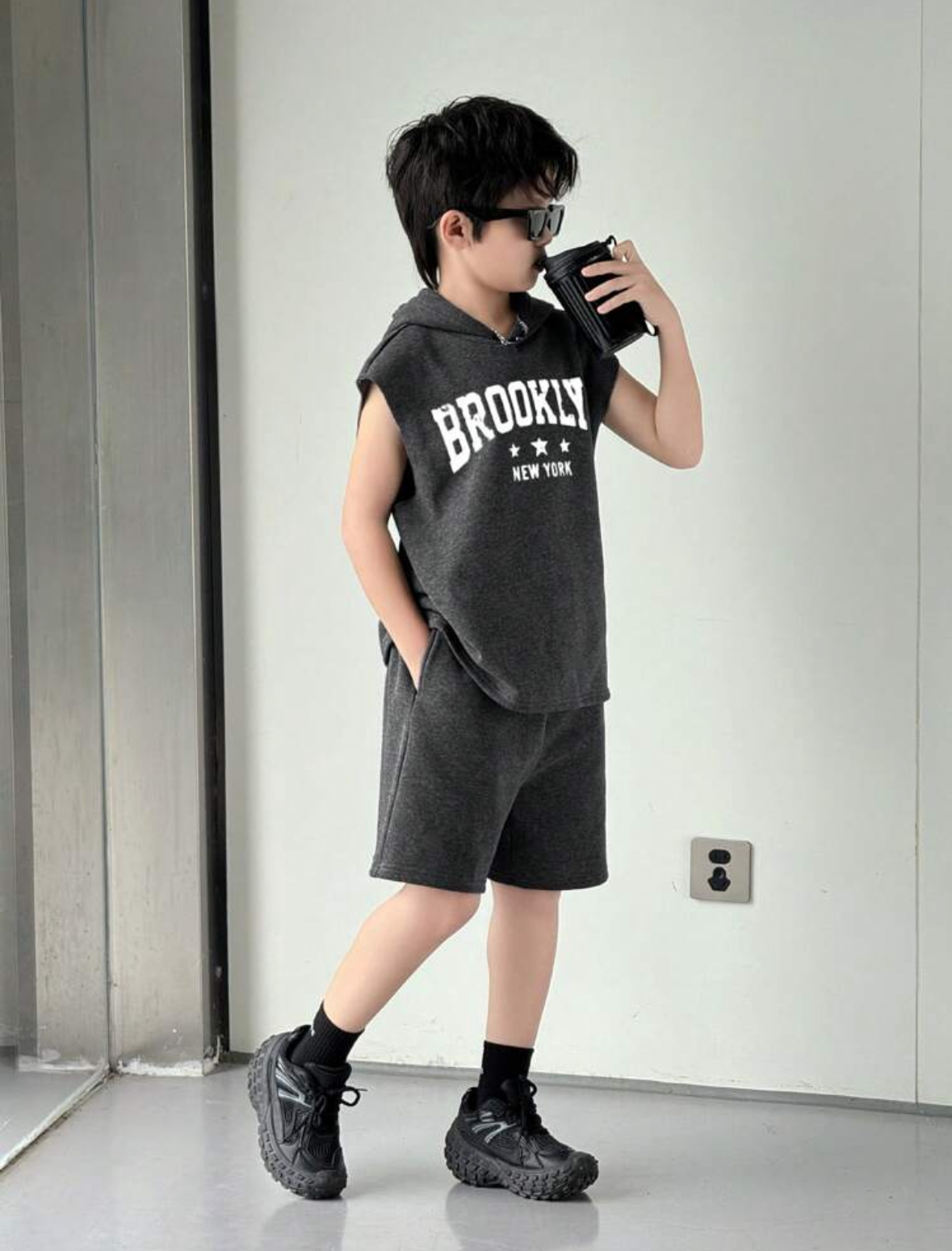 Kids' Sleeveless Hooded Tracksuit