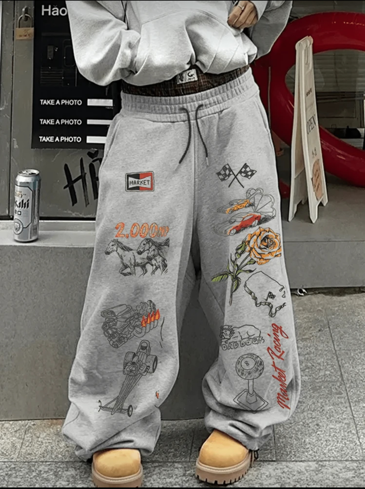 Graphic Printed Grey Sweatpants