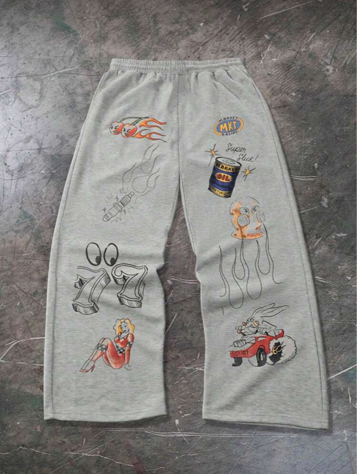 Graphic Printed Grey Sweatpants