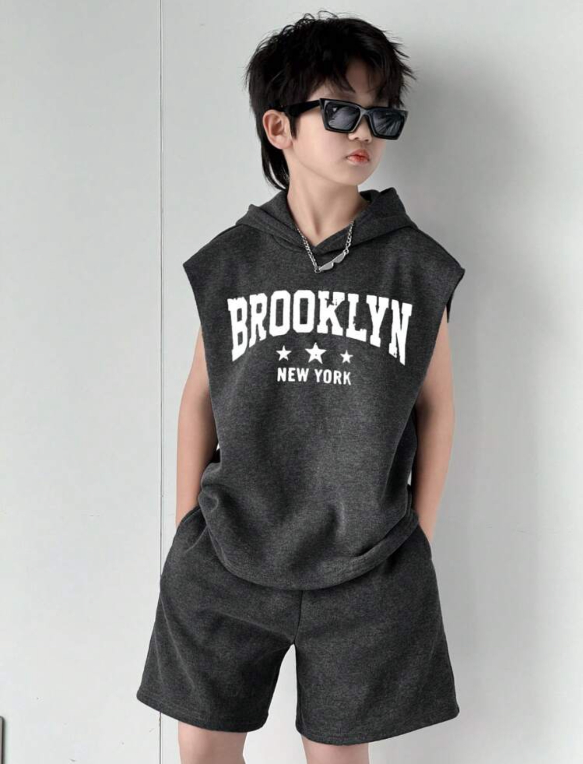 Kids' Sleeveless Hooded Tracksuit