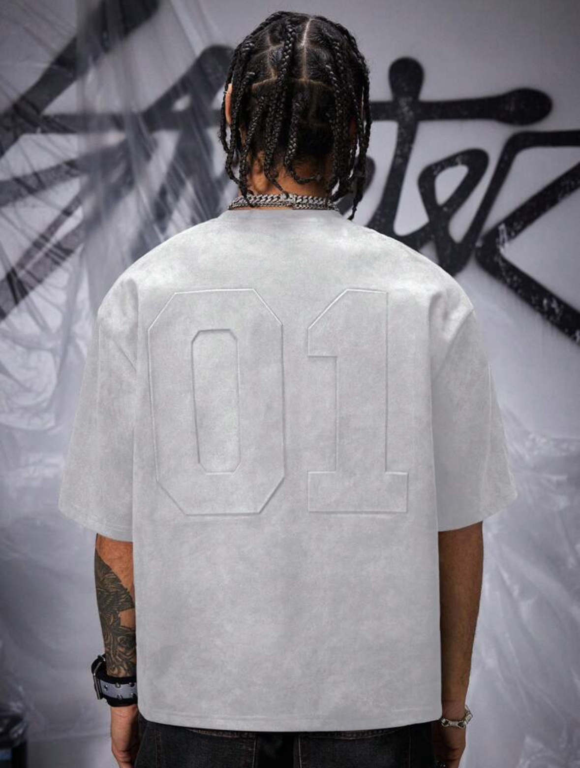 Oversized White '01' T-Shirt