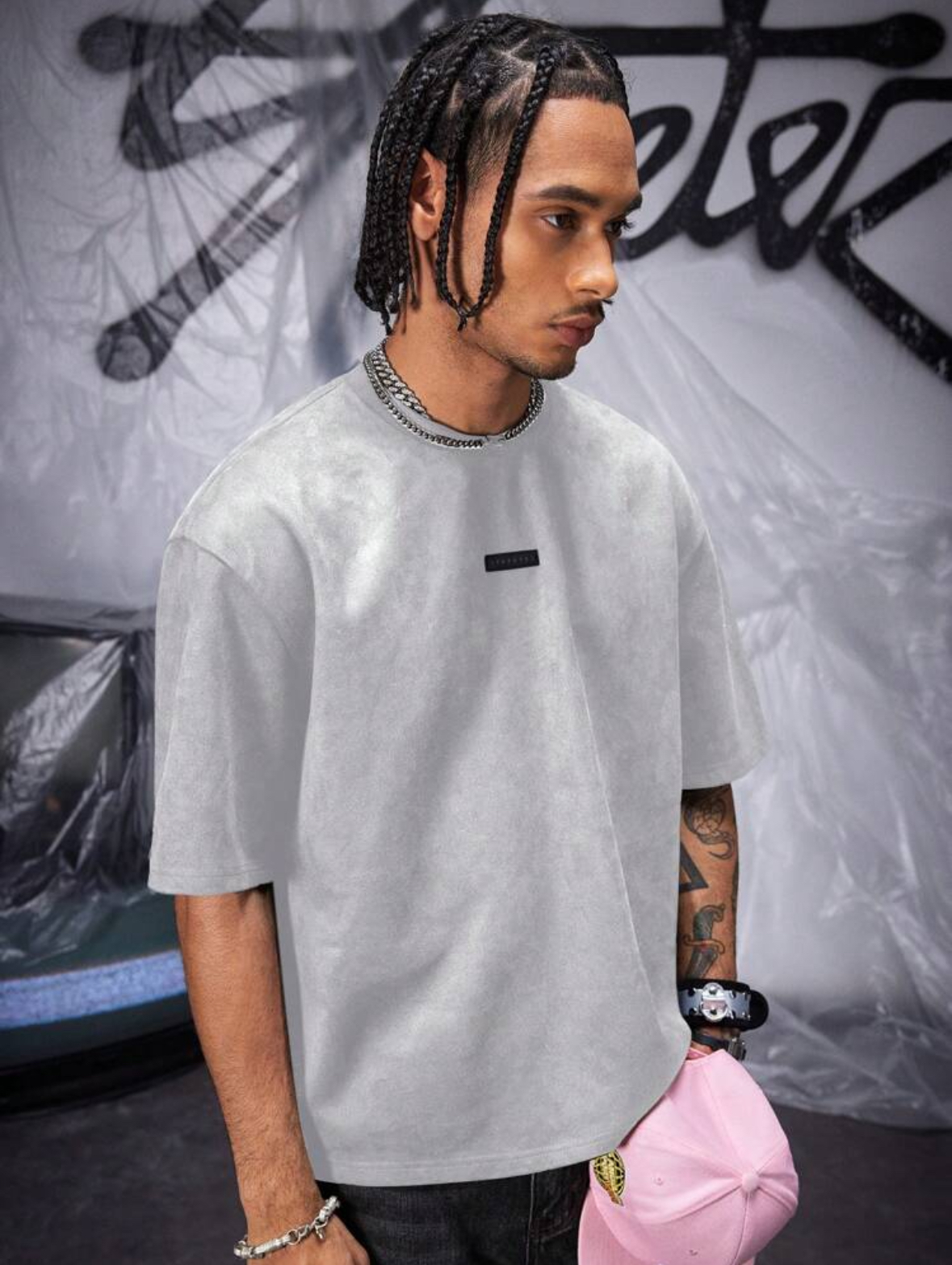 Oversized White '01' T-Shirt