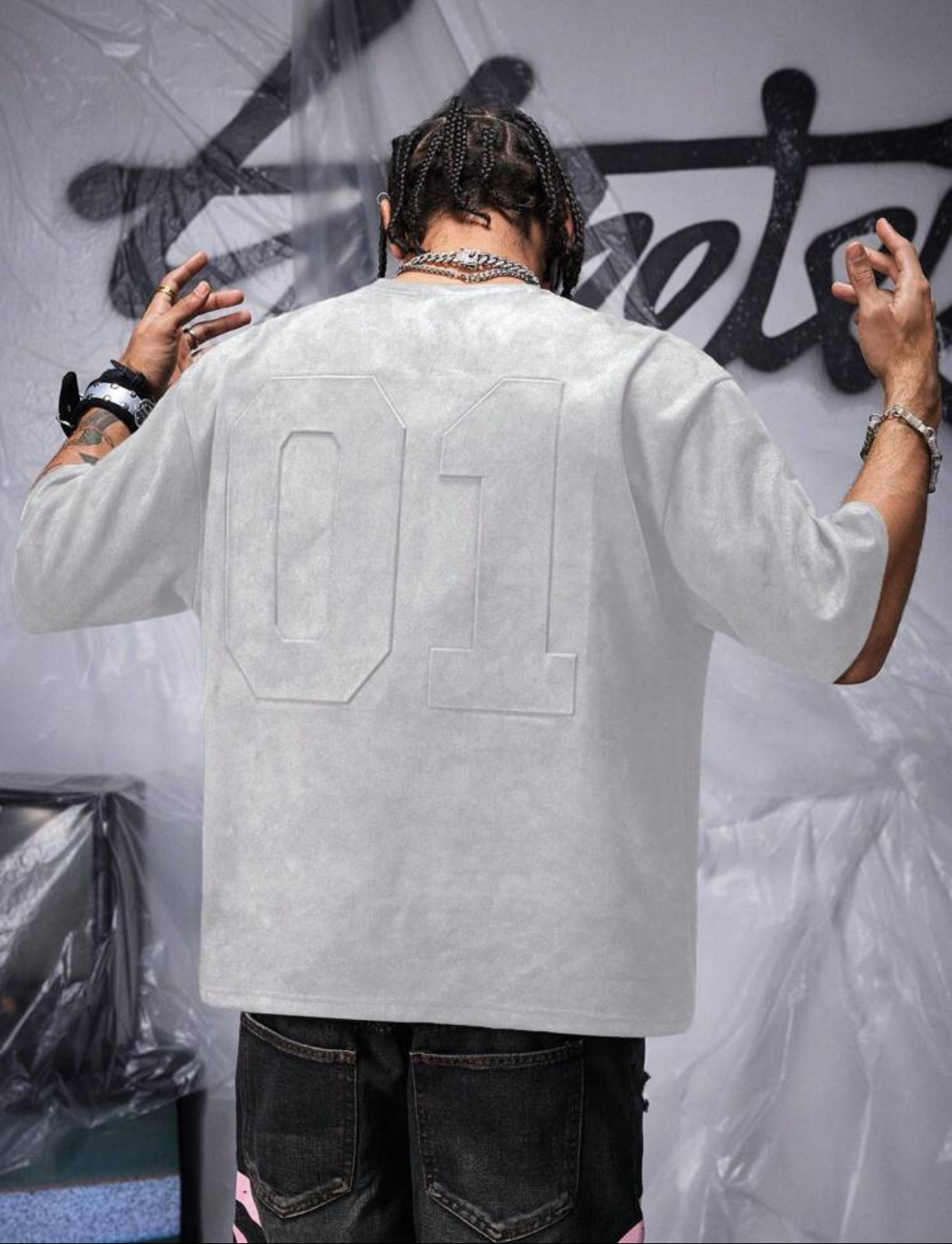 Oversized White '01' T-Shirt