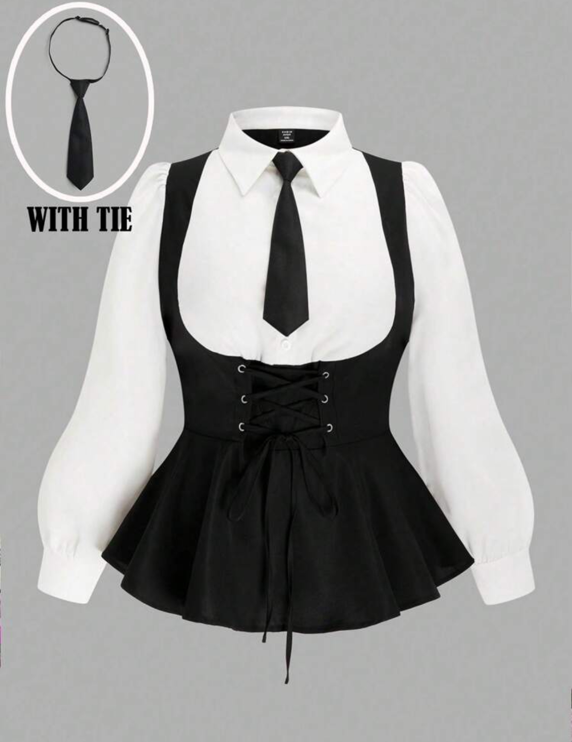 Vintage Style Black and White Blouse Set