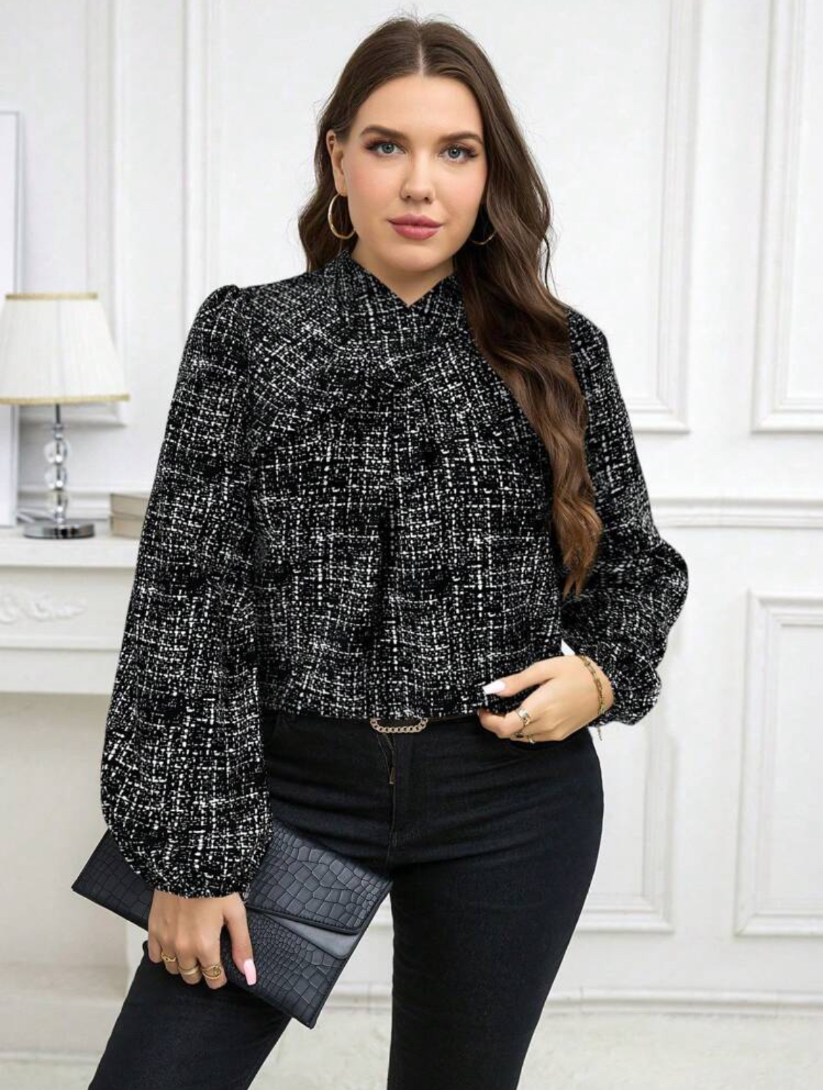 Tweed Long Sleeve Blouse