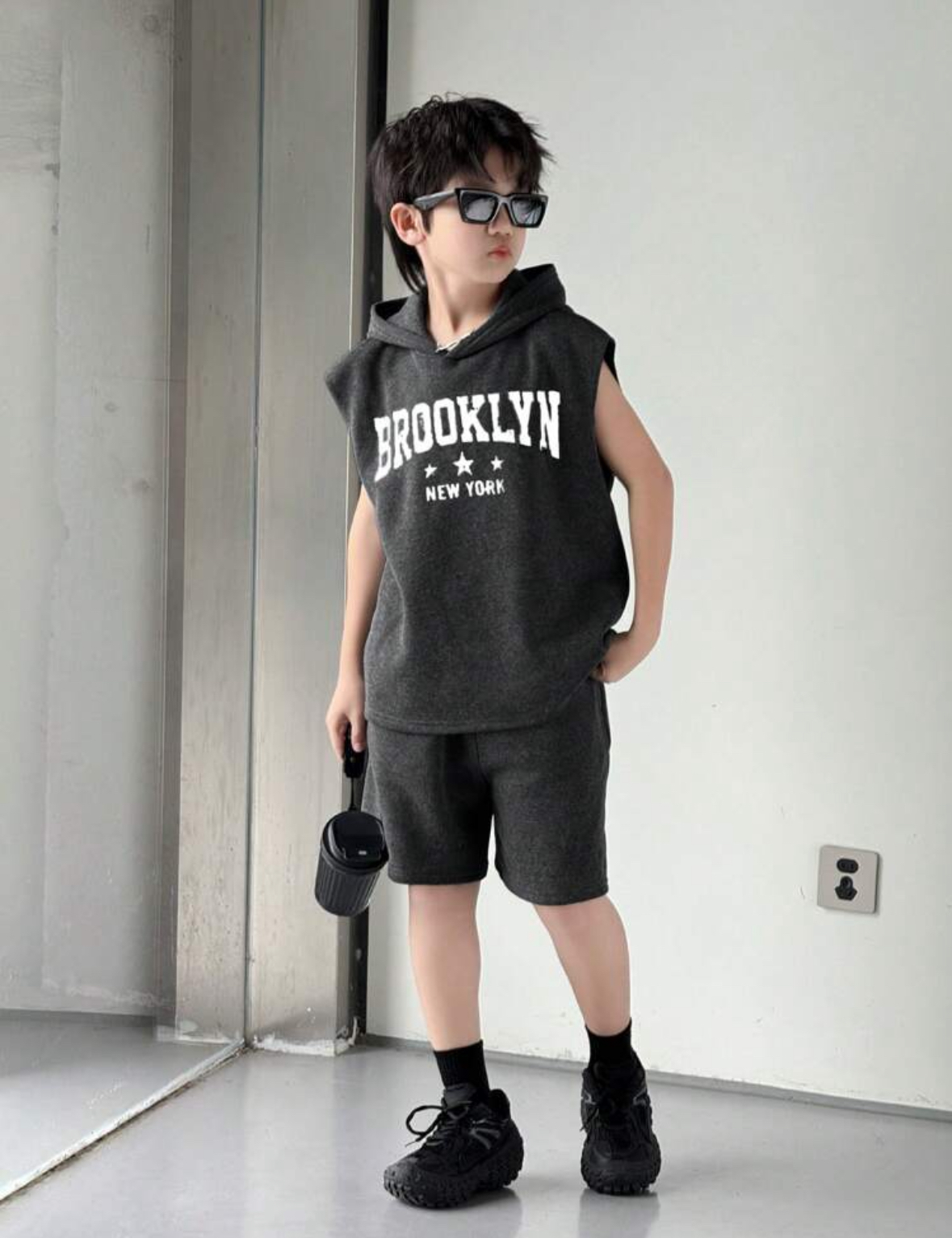 Kids' Sleeveless Hooded Tracksuit