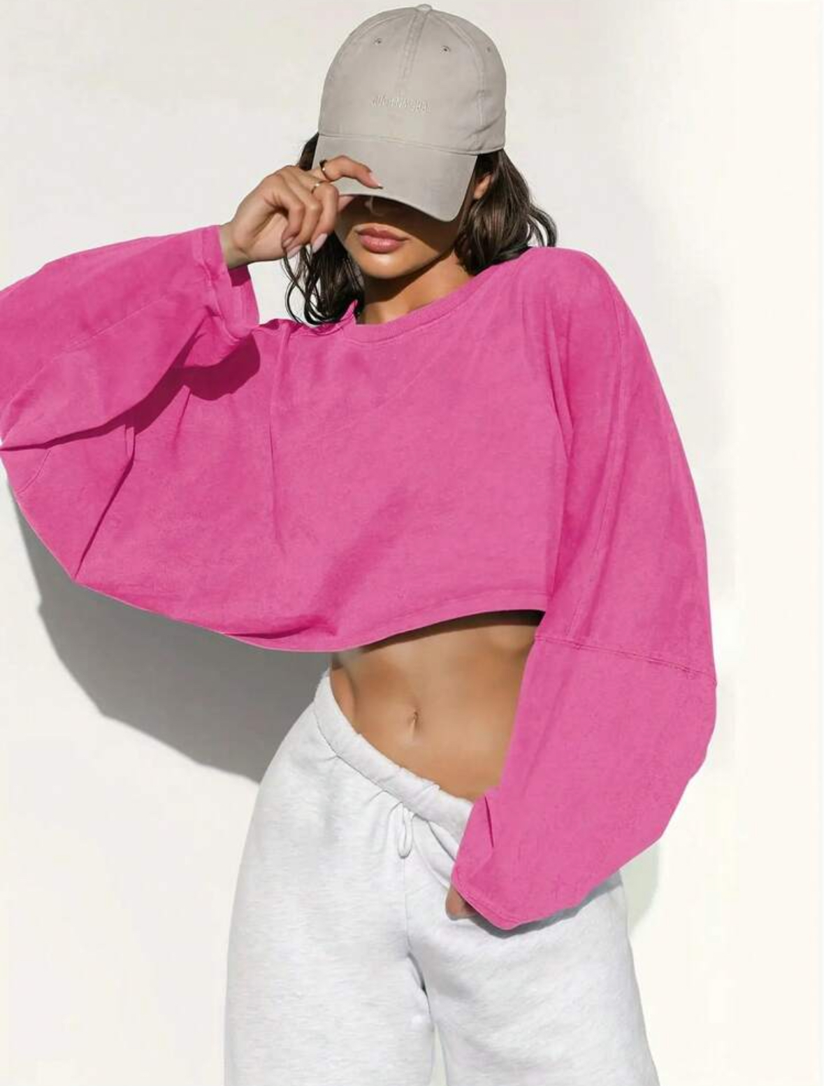 Pink 'Every Day is a Lazy Day' Cropped Sweatshirt