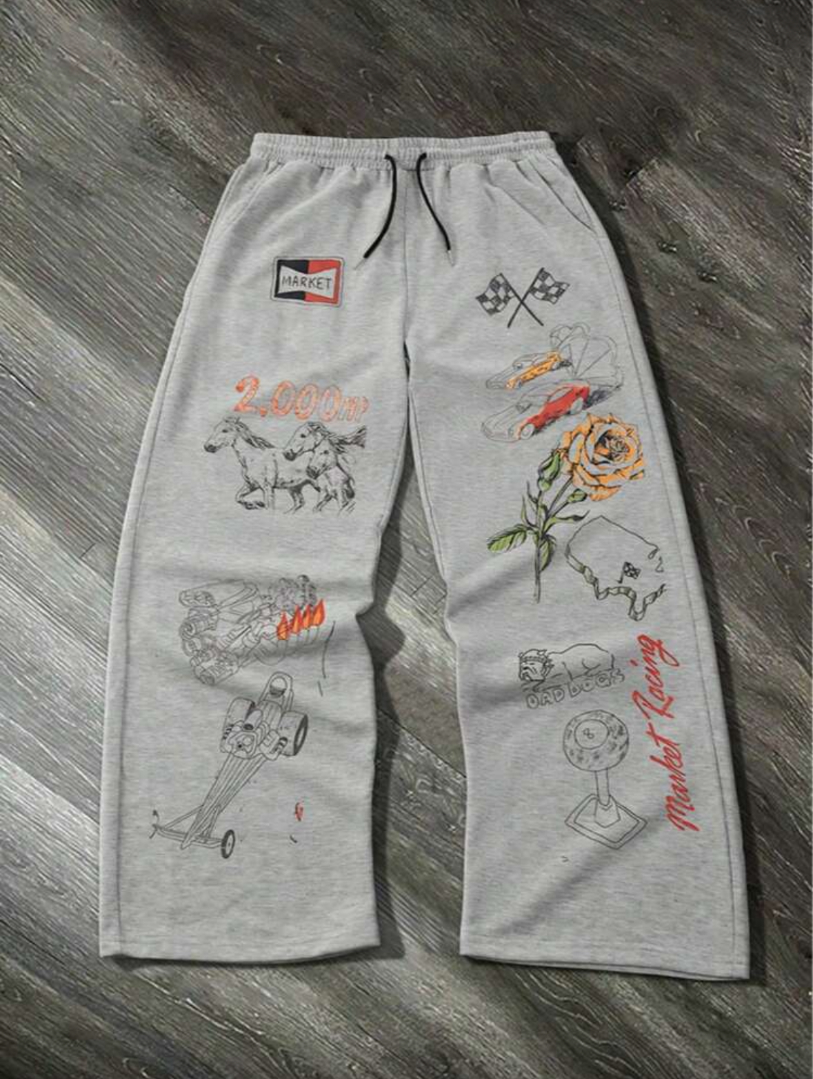 Graphic Printed Grey Sweatpants