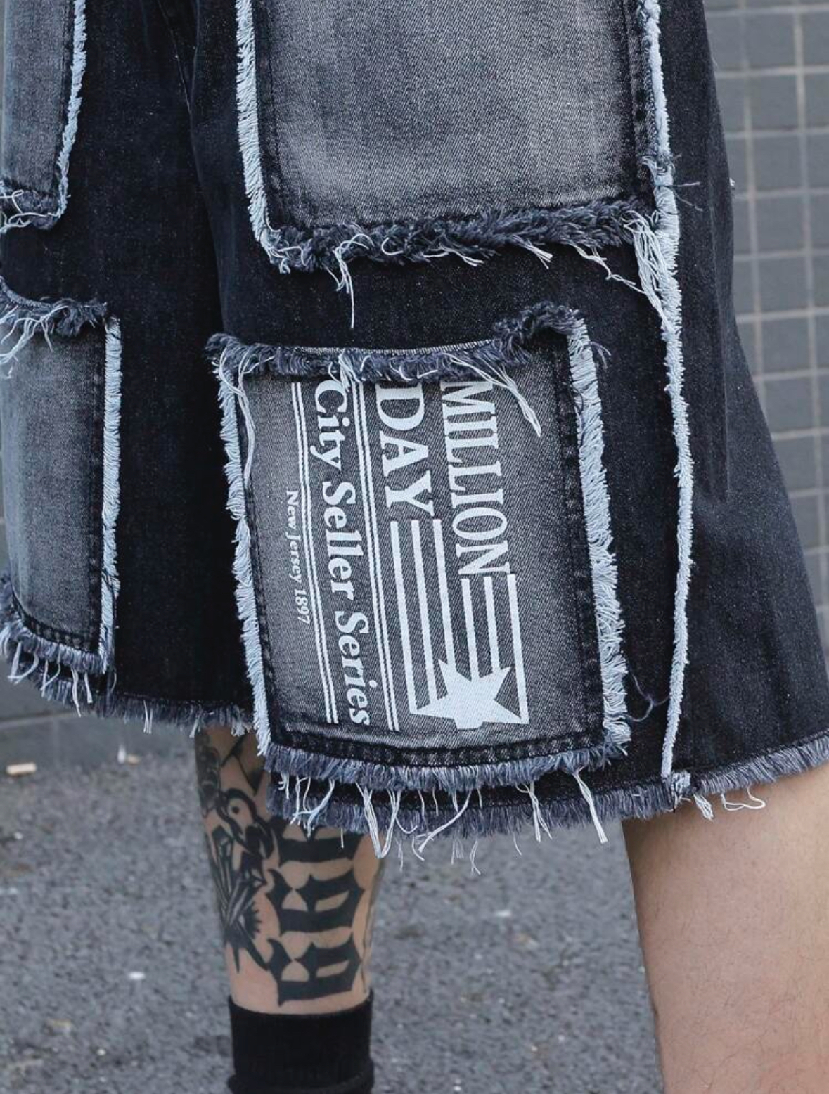 Men's Patchwork Denim Shorts