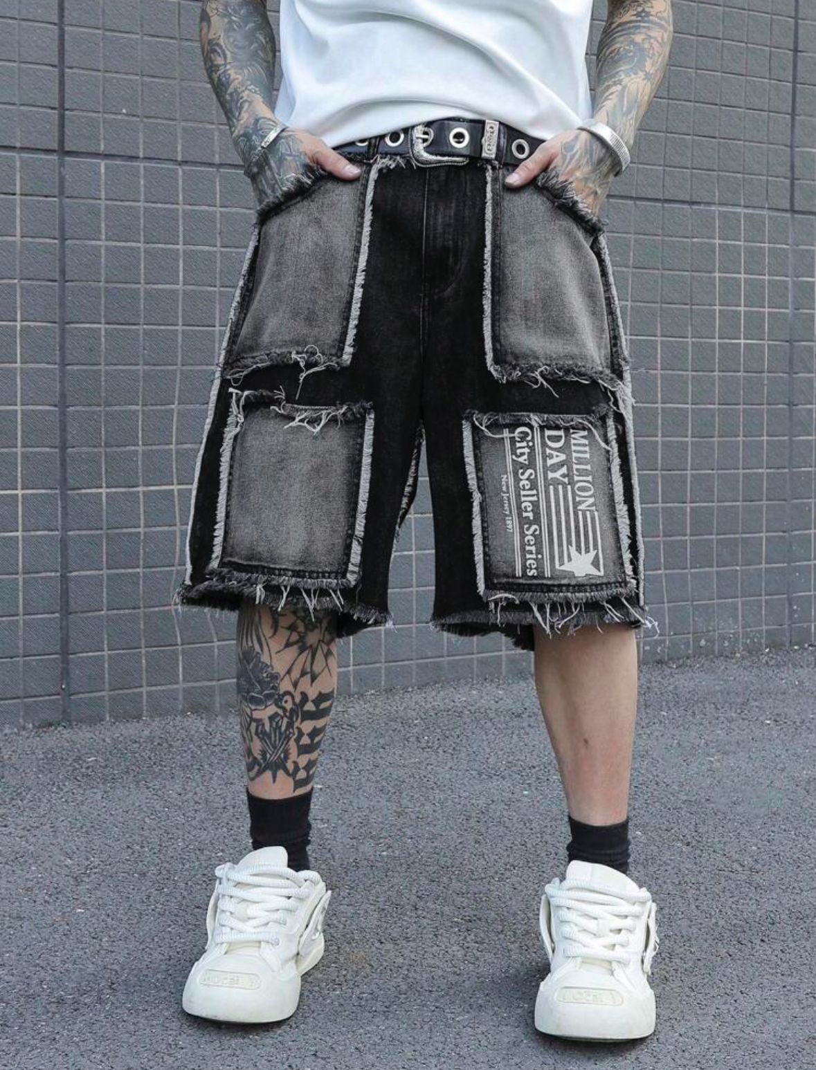 Men's Patchwork Denim Shorts