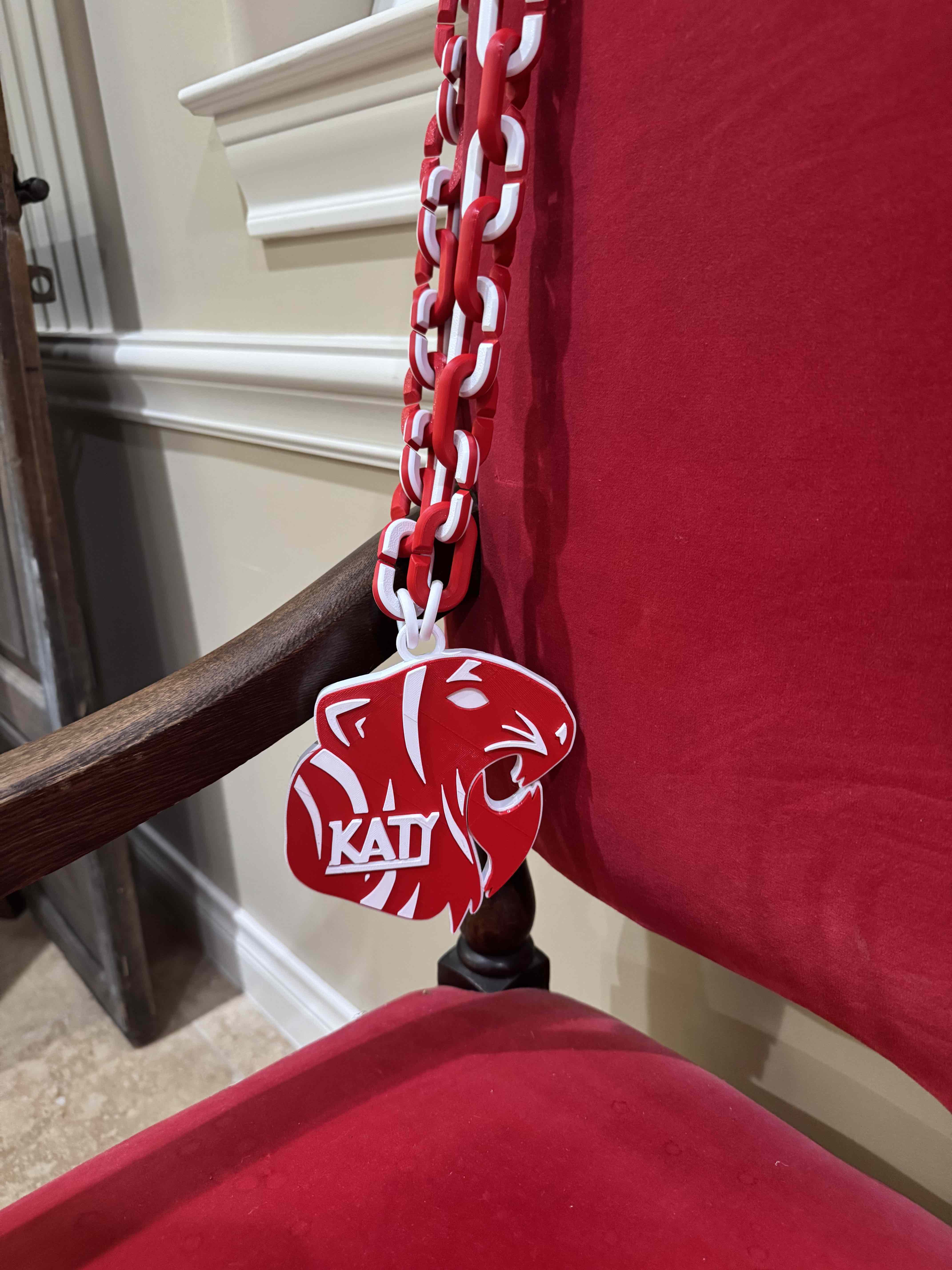 Katy Tigers High School Red and White Hype Chain and Pendant Collectible