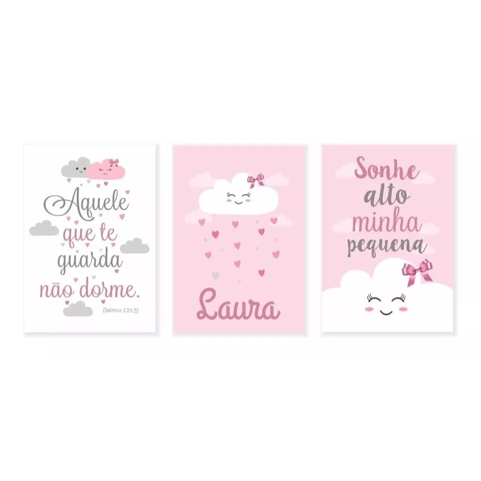 Quadros Decorativos Infantis - Nuvens e Frases