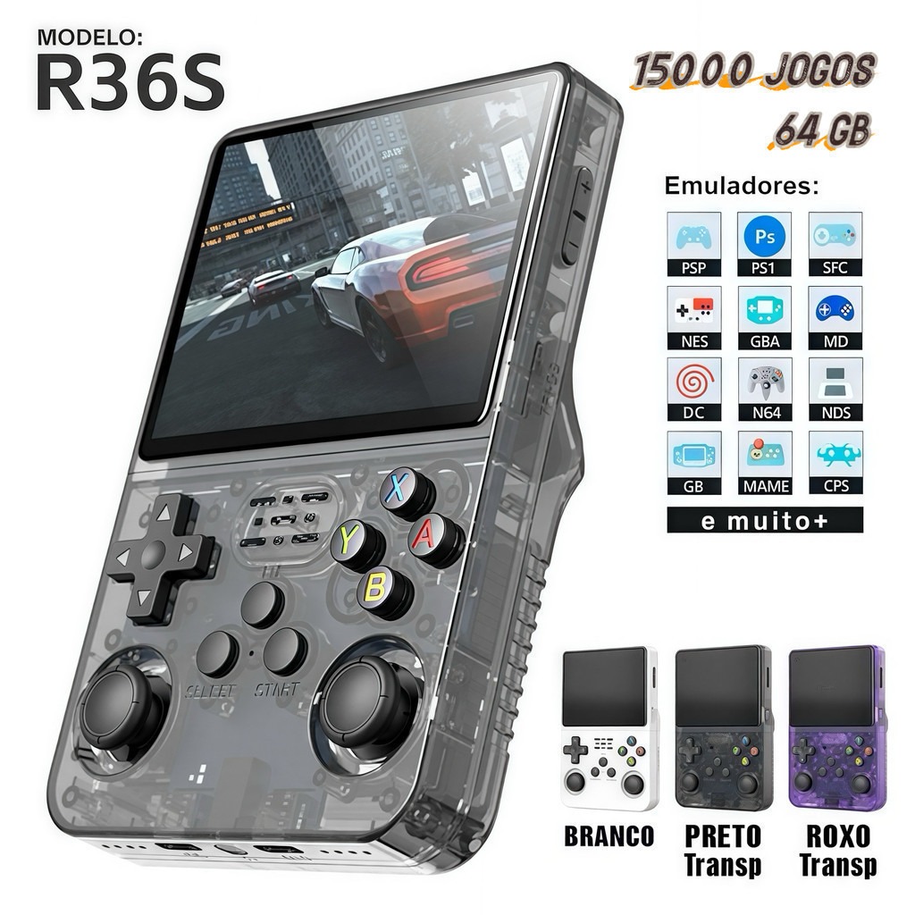 Mini Console de Jogos Portátil R36S: Reviva a Lenda. Leve a Diversão!