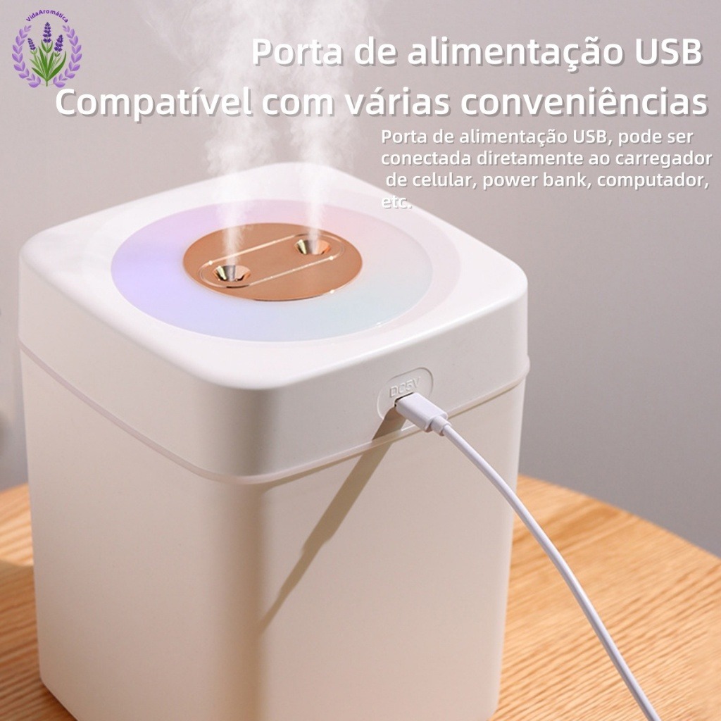 Umidificador Grande 3L de Saída Dupla com Luzes LED - Um Oásis de Conforto em Sua Casa!