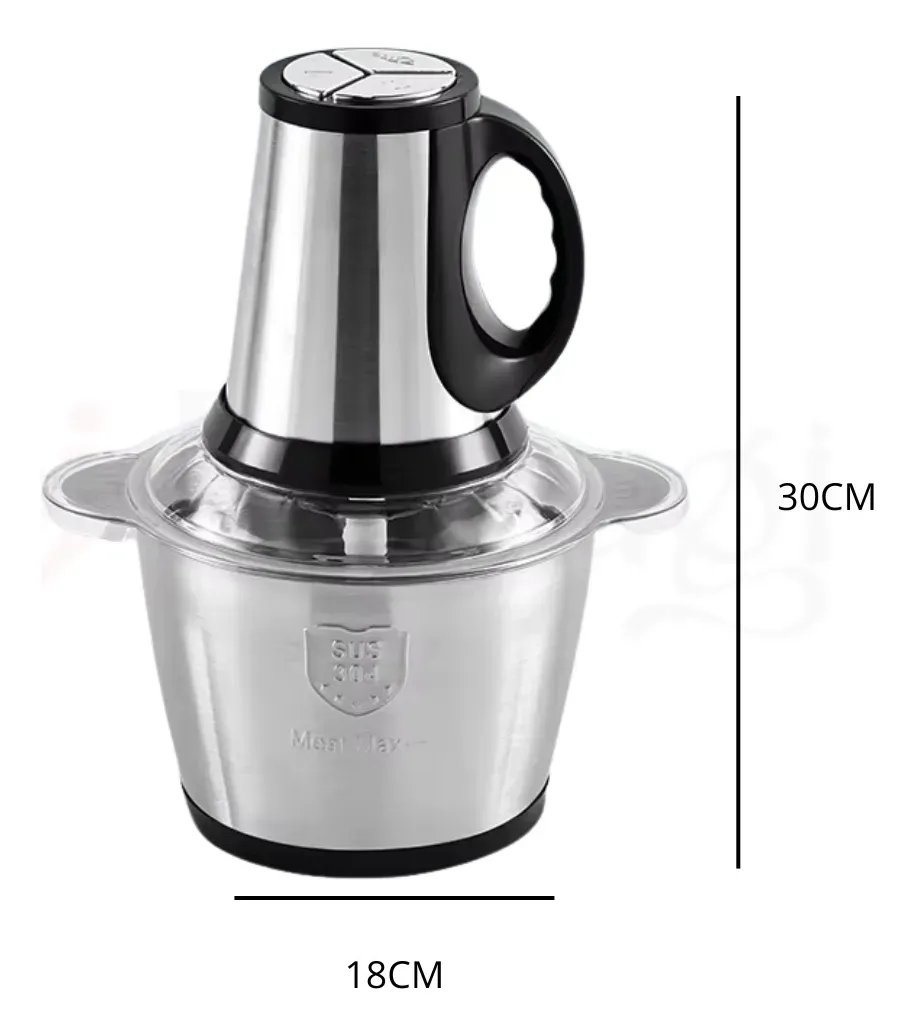 Multiprocessador Picador de Alimentos 1800W, 3 Litros – Moedor de Carne e Legumes com Lâminas Inox – 110V ou 220V