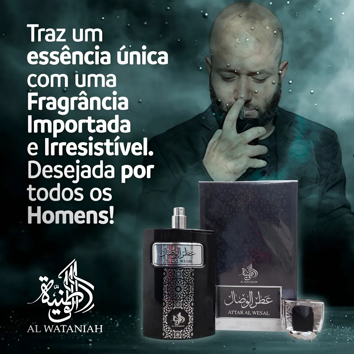 Attar Al Wesal Al Wataniah EDP Intenso 100ml – Perfume Árabe da Sedução | Alta Fixação Masculino | Compatível Ultra Male