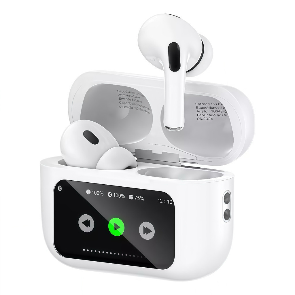 A9 Pro TWS: Fone de Ouvido Bluetooth 5.3 com Cancelamento de Ruído (ANC), Touch Screen e Bateria de Longa Duração